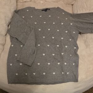 Tommy Hilfiger Gray Sweater with White Hearts